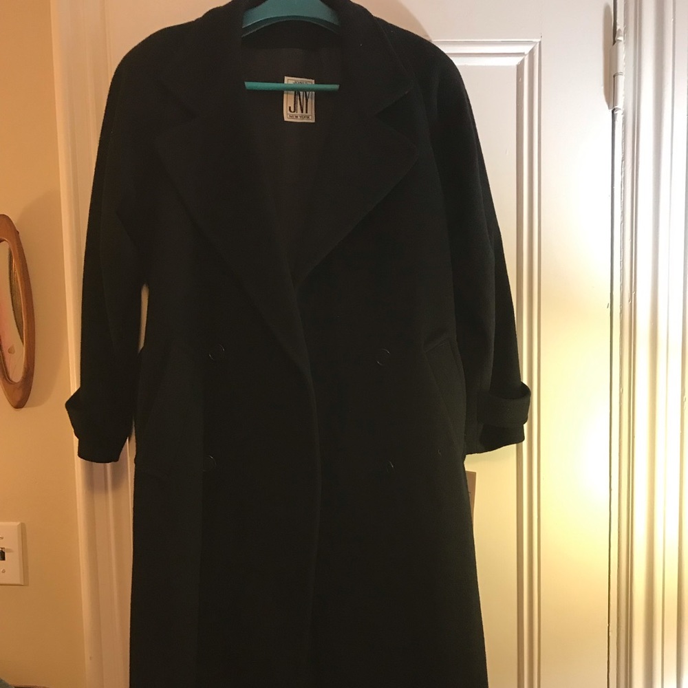 JNY Jones New York black 100% wool midi coat sz 4